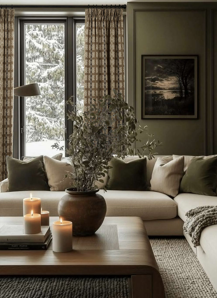 Vintage Linen Curtains– Retro British Style Stripe Design