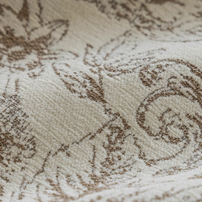 ‌Cream Floral| Chenille  curtain fabric sample