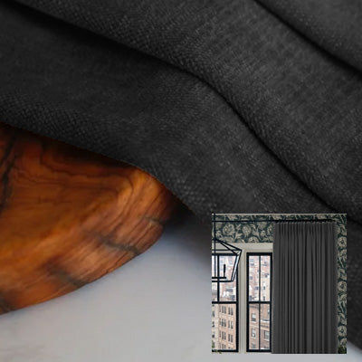 Jet Black｜Cotton curtain fabric sample｜F88053-19