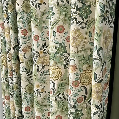 Green Floral｜Chenille curtain fabric sample｜