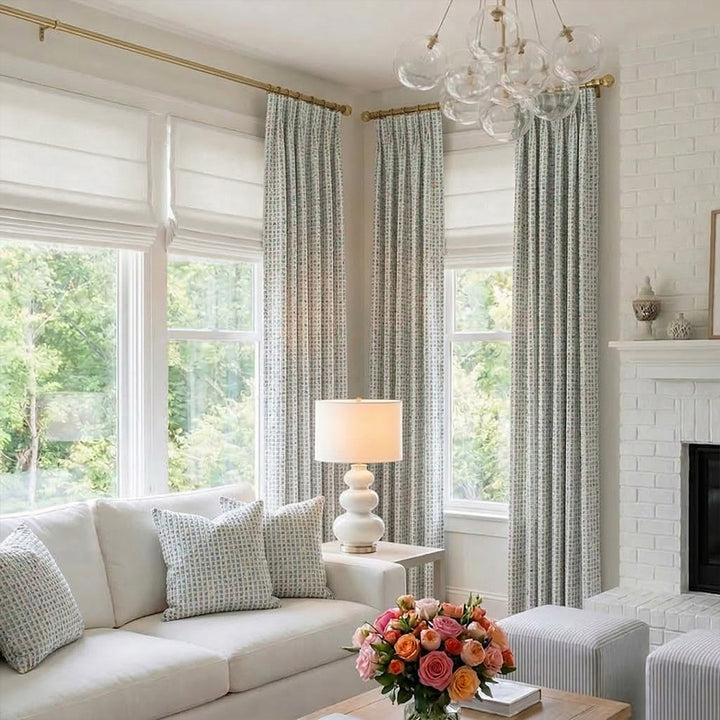 Light Blue Vibrant Leopard-Print Drapes – Soft Curtains for Cozy Fireplace Living Spaces (North America, Europe)
