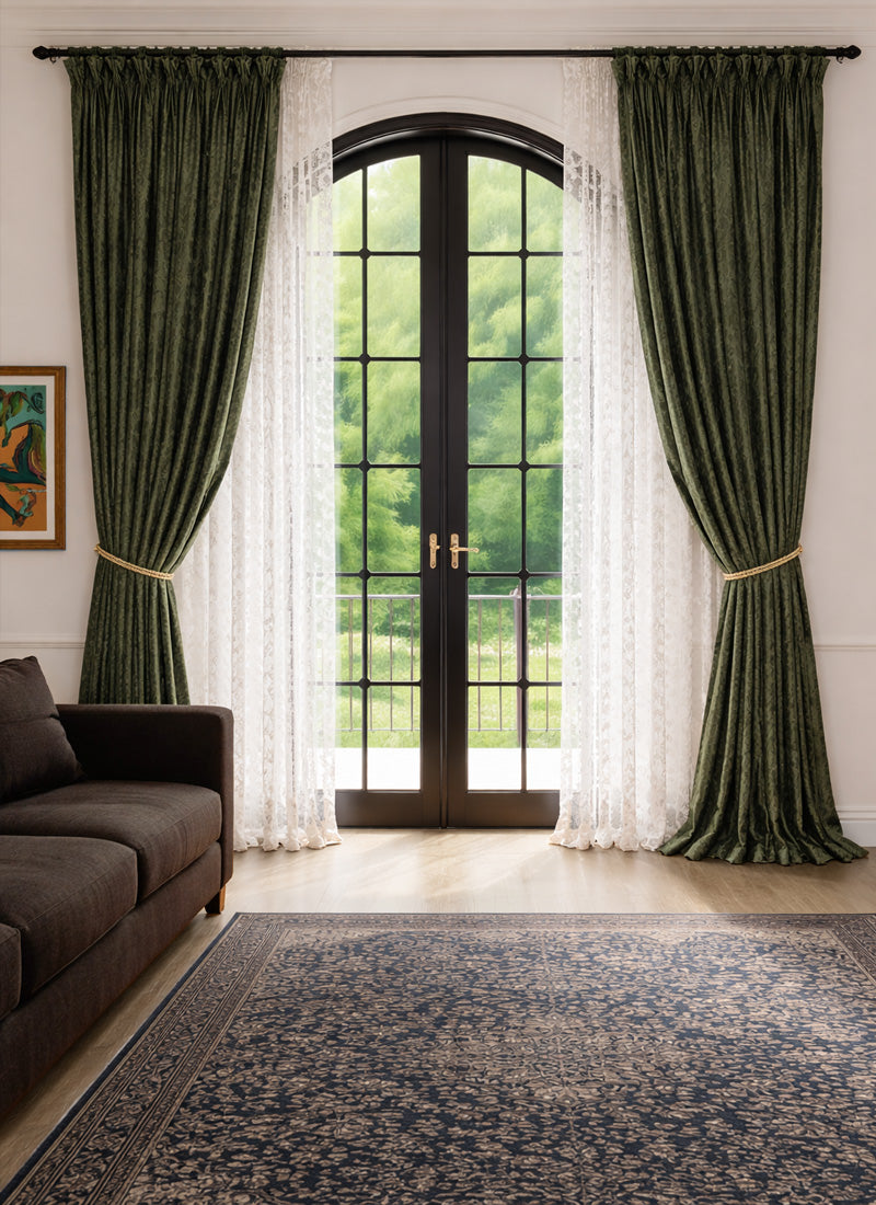 Blackout Curtains for Bedroom with 3D Floral Relief