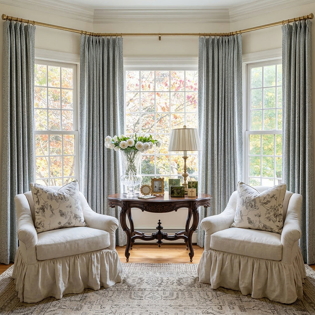 Light Blue Vibrant Leopard-Print Drapes – Elegant Curtains for Bay Window Sitting Areas (USA, Canada, EU)