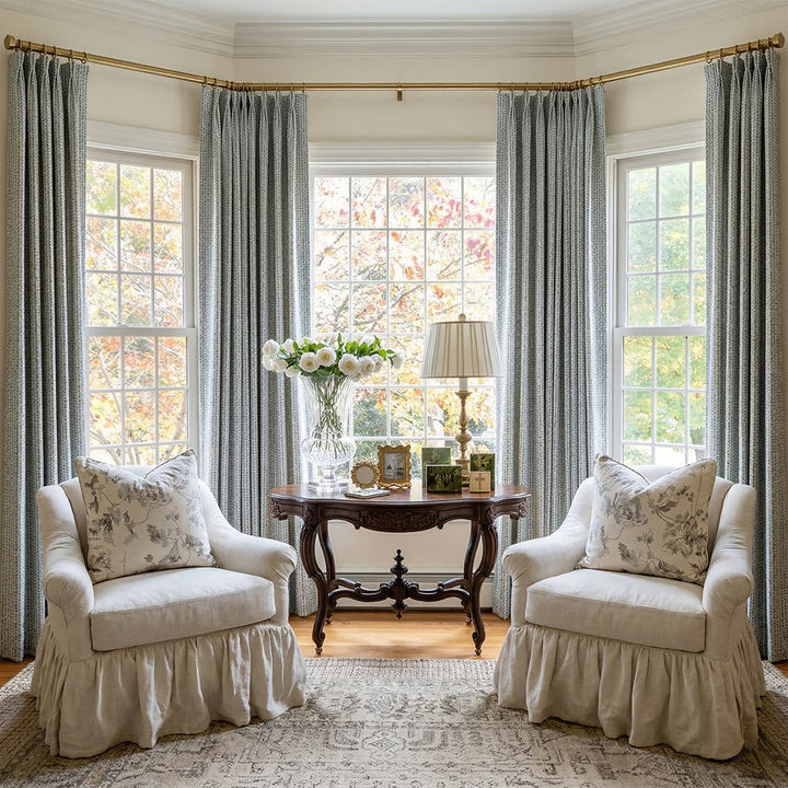 Light Blue Vibrant Leopard-Print Drapes – Elegant Curtains for Bay Window Sitting Areas (USA, Canada, EU)
