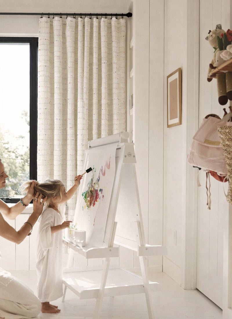 Kids Room Curtains with Stripes and Checks