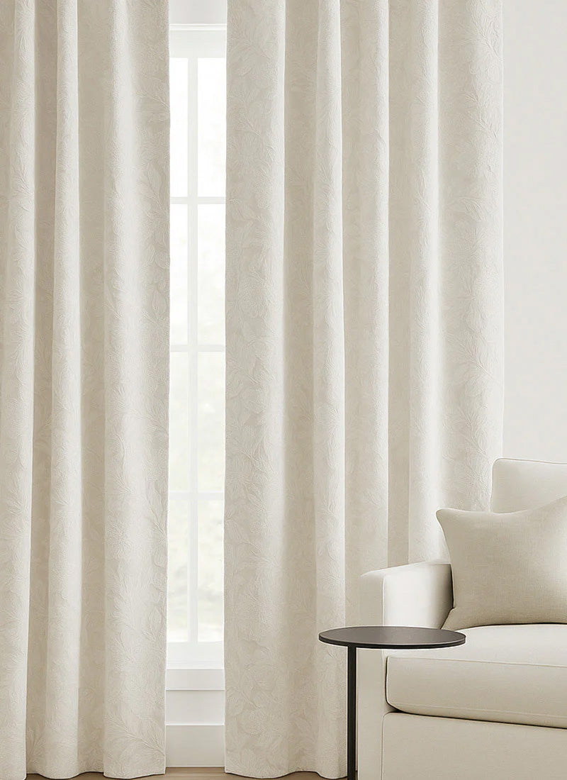 Blackout Curtains for Bedroom with 3D Floral Relief