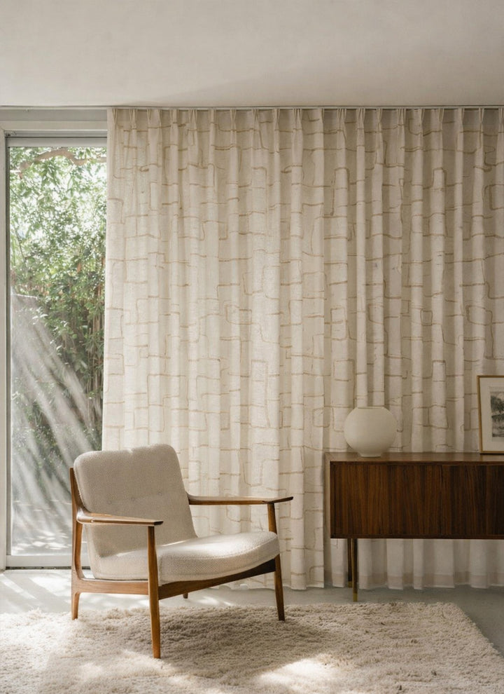 Modern Striped Curtains: Chic Linen Blend for Sleek Modern Interiors