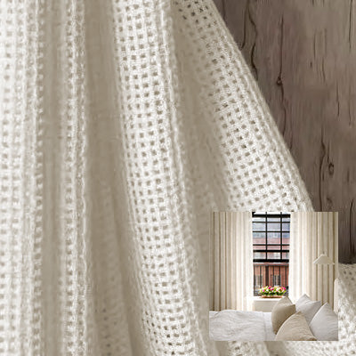 Beige Grid｜Sheer curtain fabric sample｜F2212S-2