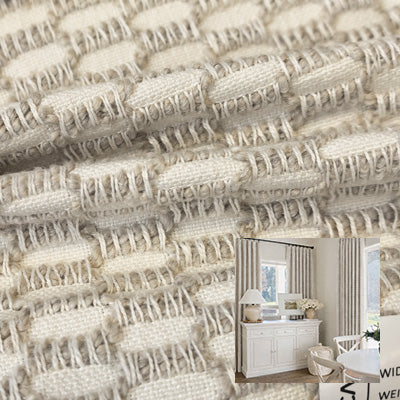 Oat Grid｜Linen curtain fabric sample｜F88133-2