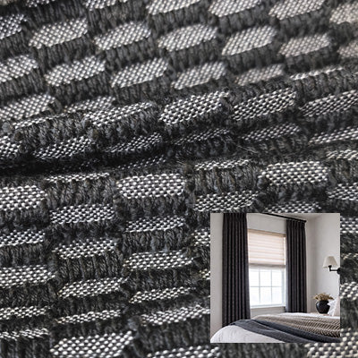 Ebony Grid｜Linen curtain fabric sample｜F88133-6