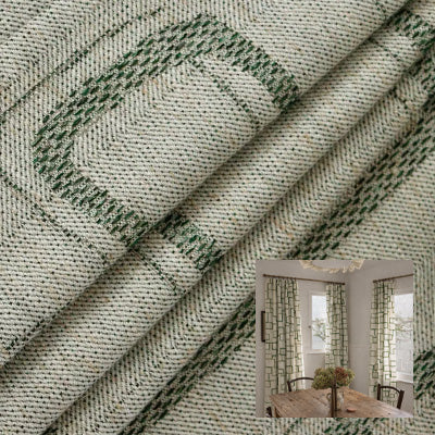 Sage Grid｜Linen curtain fabric sample｜F88105-4
