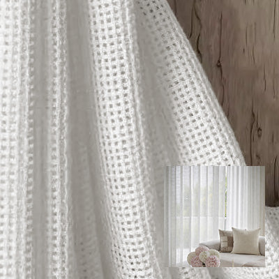 White Grid｜Sheer curtain fabric sample｜F2212S-1