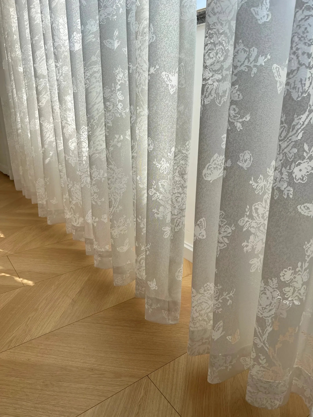 French Romantic Rose Cutout Pattern Gauze Curtain