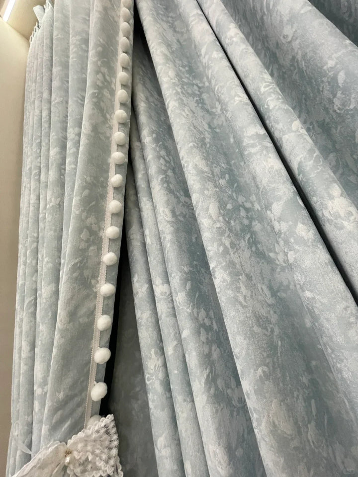 French Retro Chenille Blackout Curtains-2024 Fashion Downton Abbey Lace Fabric