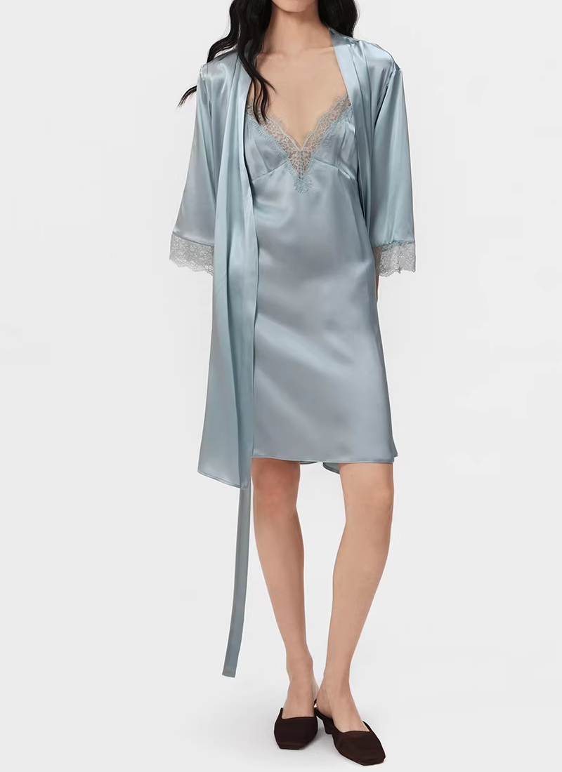 Dawn Blue Satin Slip Dress