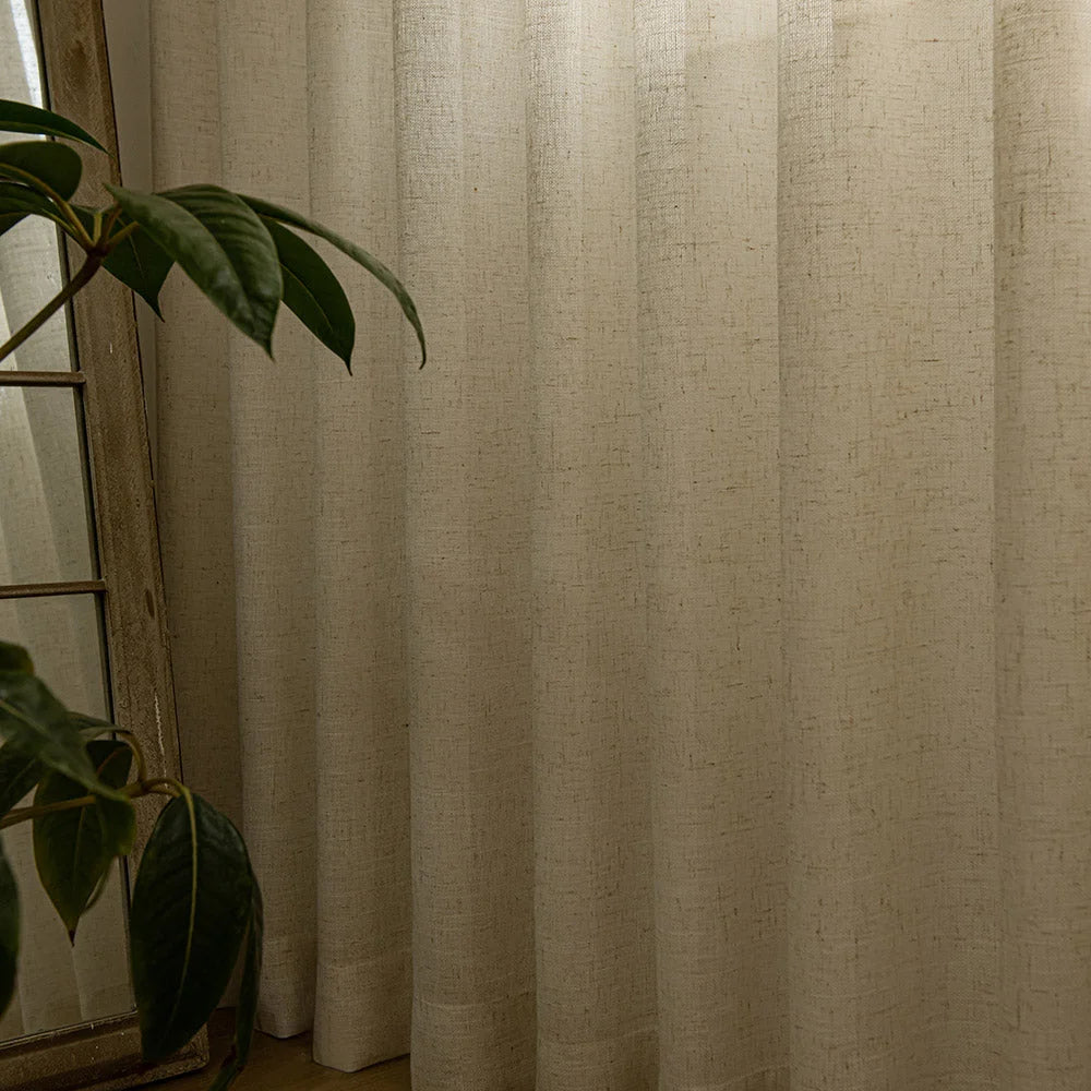 Herb-Lin Ivory Linen Sheer Curtains