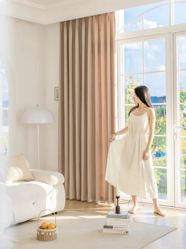 Nordic Wind High Quality Fine Flash Ripple Curved Curtains