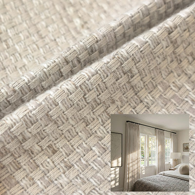 Ivory Basketweave｜Cotton curtain fabric sample｜RQW2616-1