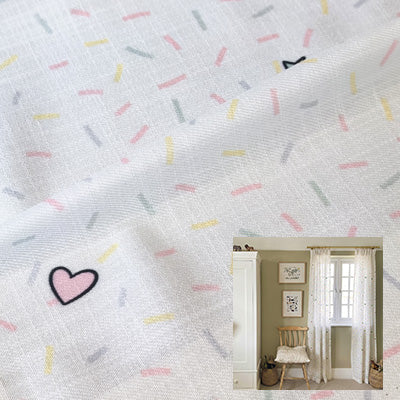 Confetti Hearts｜Sheer curtain fabric sample｜HBJ
