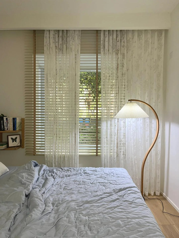 French Romantic Rose Cutout Pattern Gauze Curtain