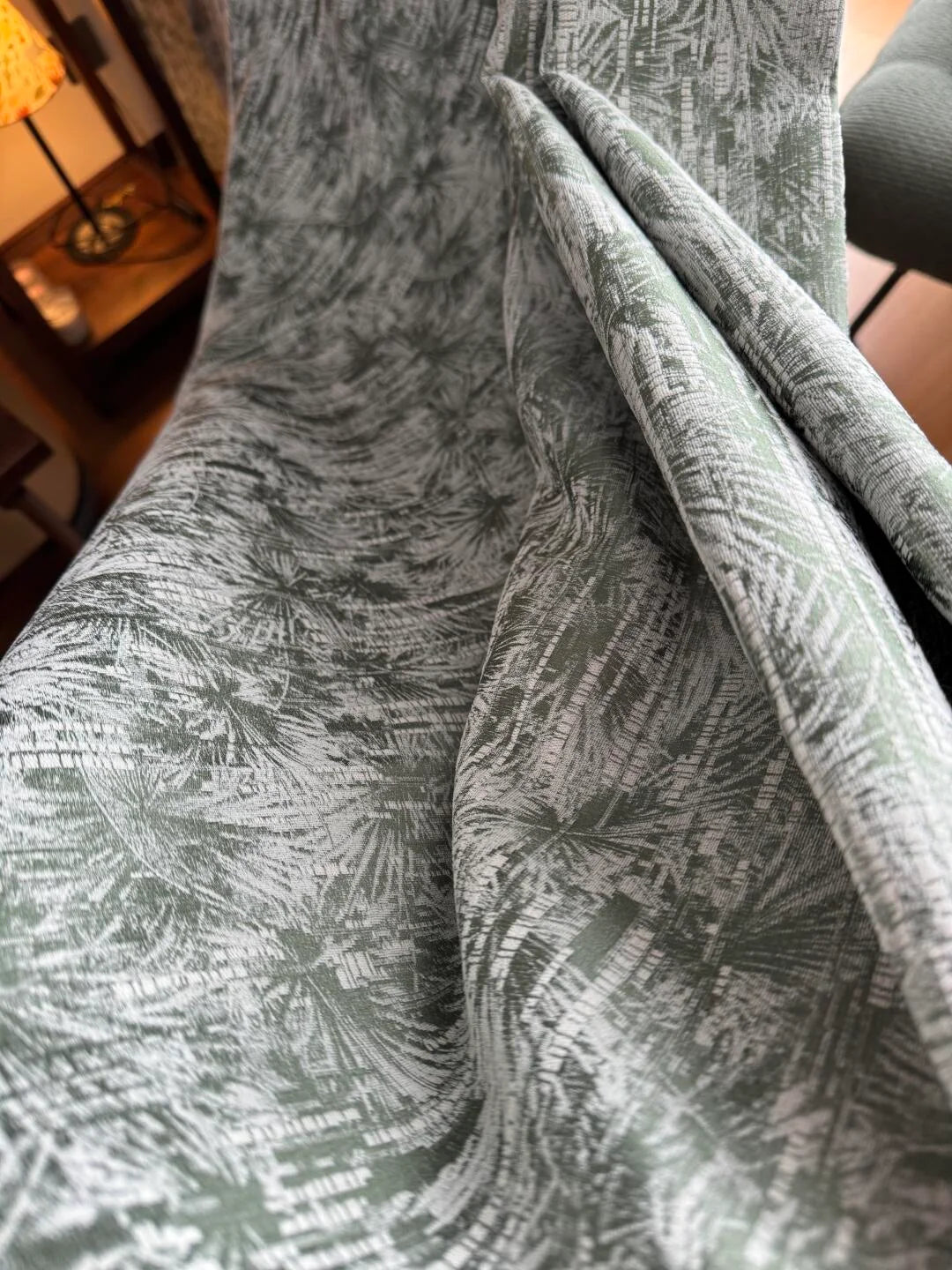 Vintage  Curtains With Palm Leaf Texture