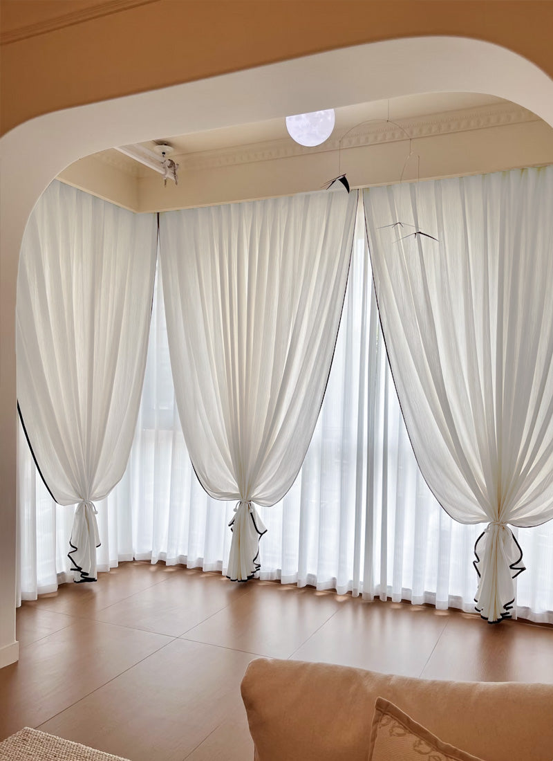 Custom Sheer Curtains with Black-Trimmed