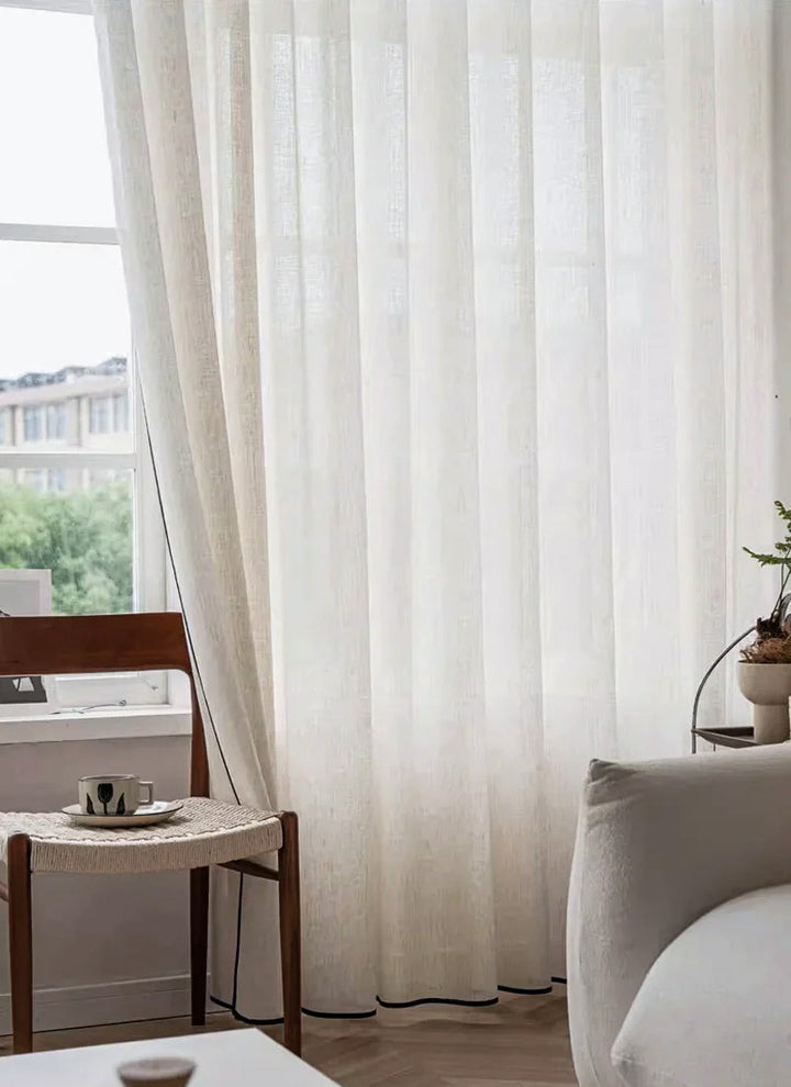 Custom Sheer Curtains with Black-Trimmed