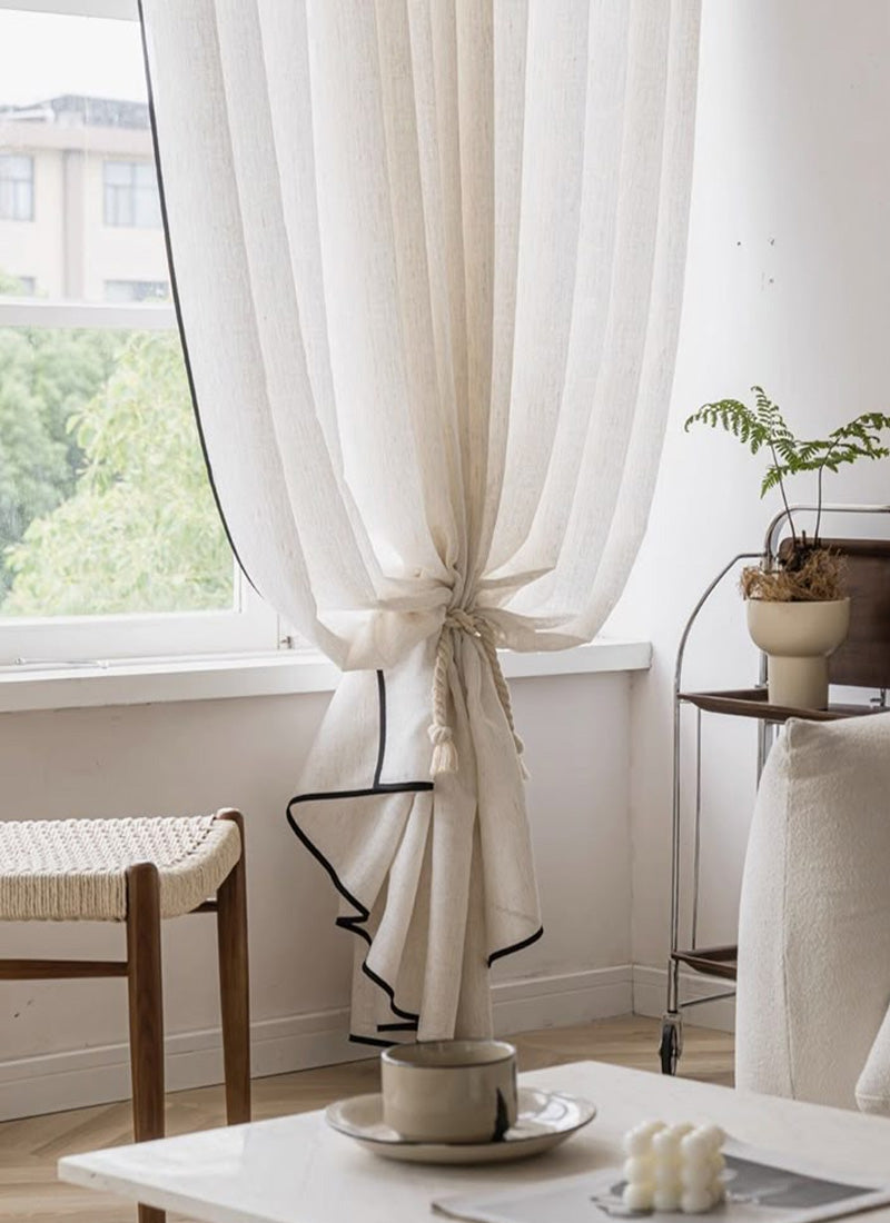 Custom Sheer Curtains with Black-Trimmed