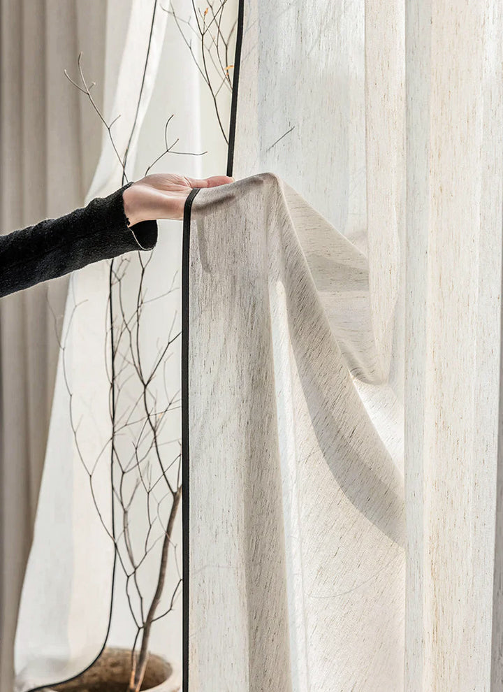 Custom Sheer Curtains with Black-Trimmed