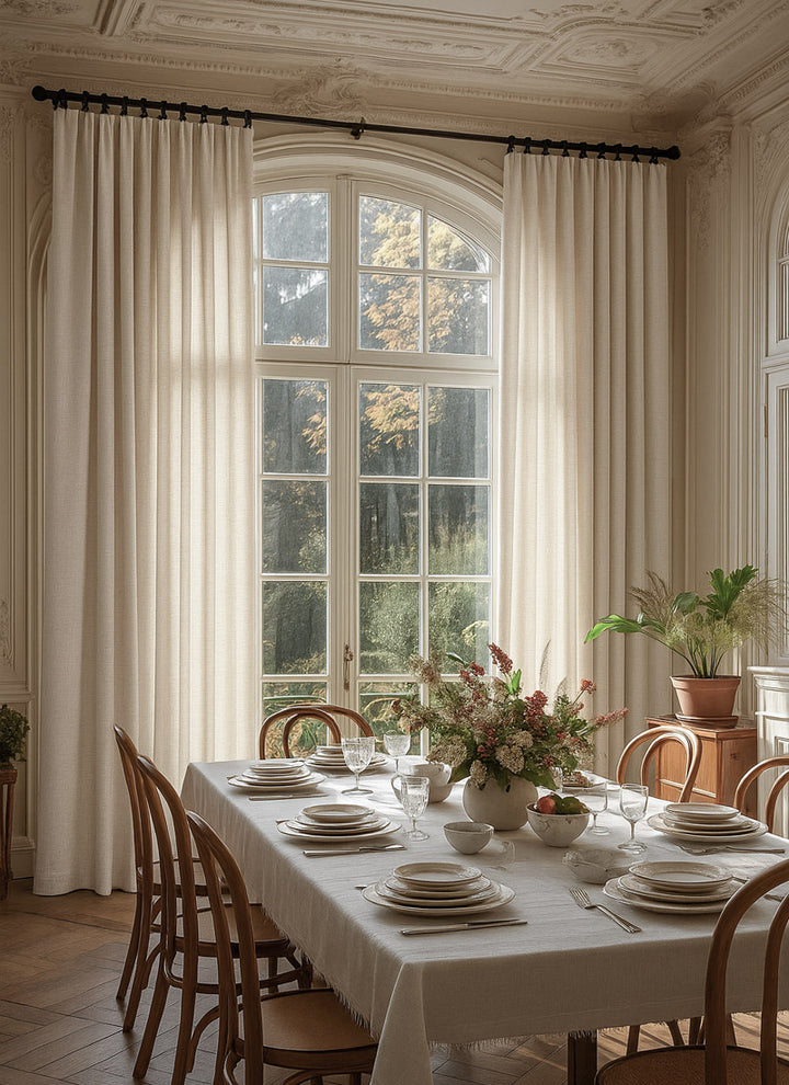 Semi Sheer Linen Curtains For Living Room, Modern Sheer Linen Curtains