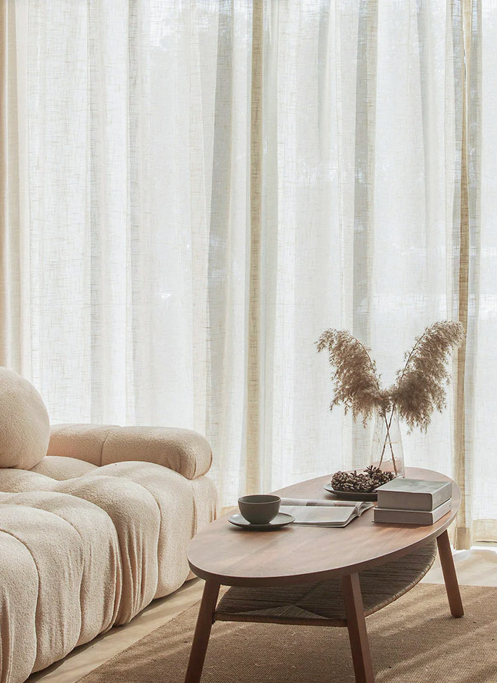 Semi Sheer Linen Curtains For Living Room, Modern Sheer Linen Curtains