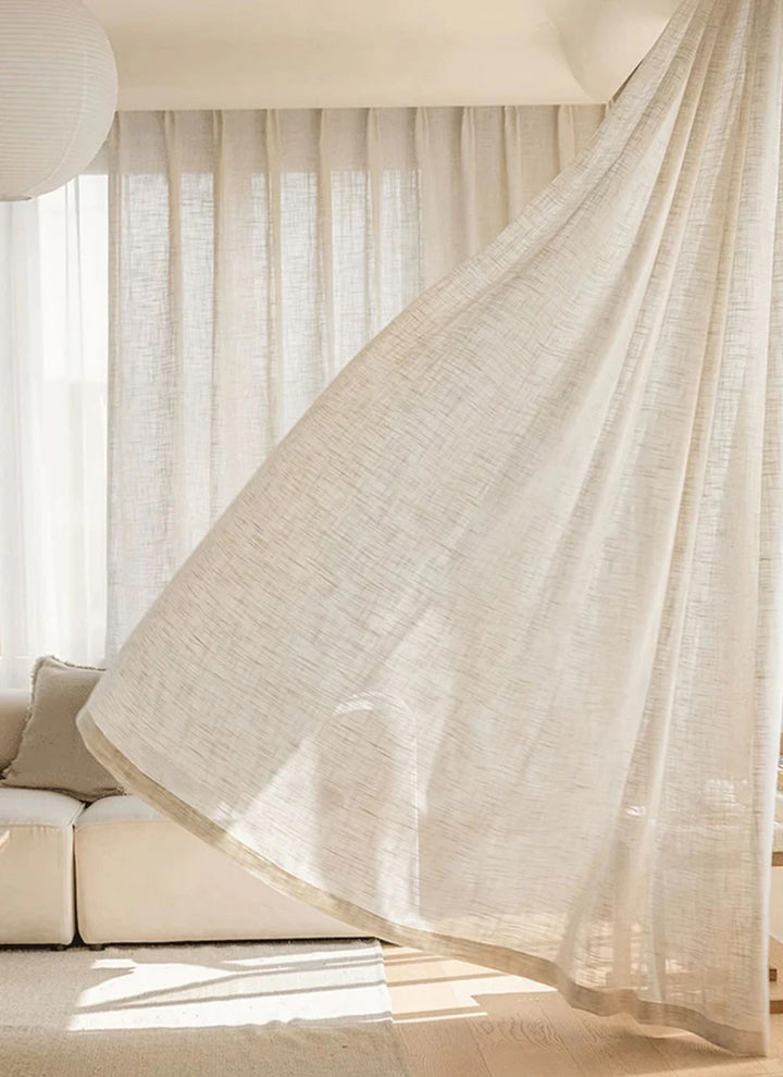 Semi Sheer Linen Curtains For Living Room, Modern Sheer Linen Curtains