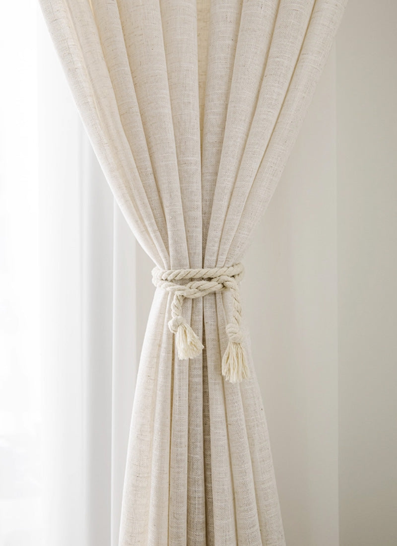 Semi Sheer Linen Curtains For Living Room, Modern Sheer Linen Curtains