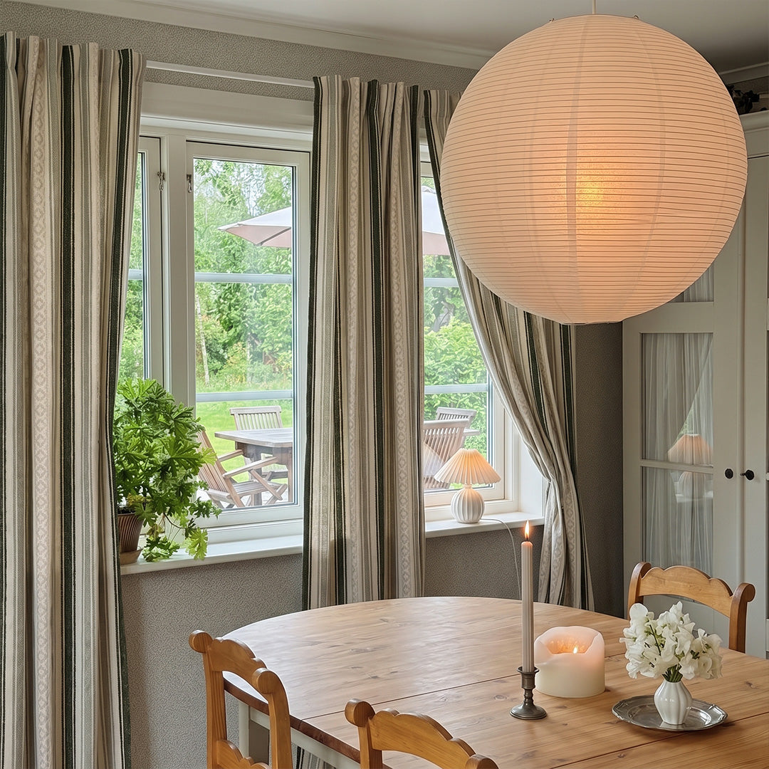 hugmoom boho striped custom curtains, english country style textured drapes for high‑end estate dining room, bespoke luxury window treatments