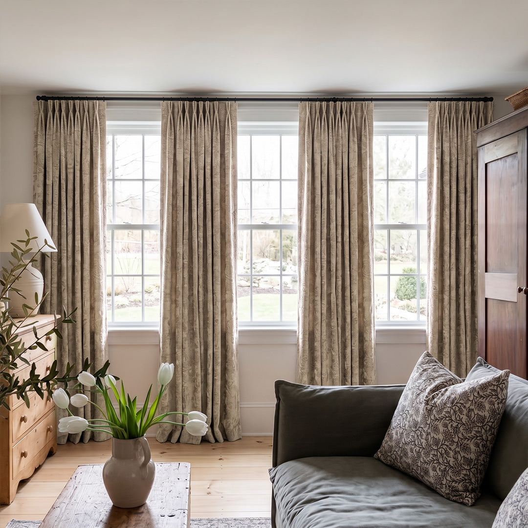 hugmoom custom jacquard curtains, french‑country neutral woven drapes for usa estate living room large window decor