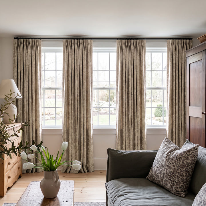 hugmoom custom jacquard curtains, french‑country neutral woven drapes for usa estate living room large window decor