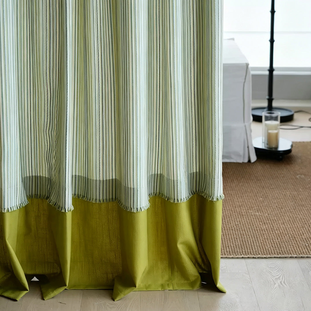 hugmoom custom two tone contrast color block curtains, wrinkle resistant drapes fabric bottom detail close‑up, bespoke window decor for canadian luxury interiors
