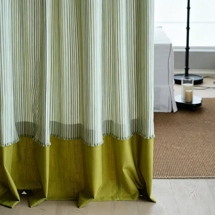 hugmoom custom two tone contrast color block curtains, wrinkle resistant drapes fabric bottom detail close‑up, bespoke window decor for canadian luxury interiors