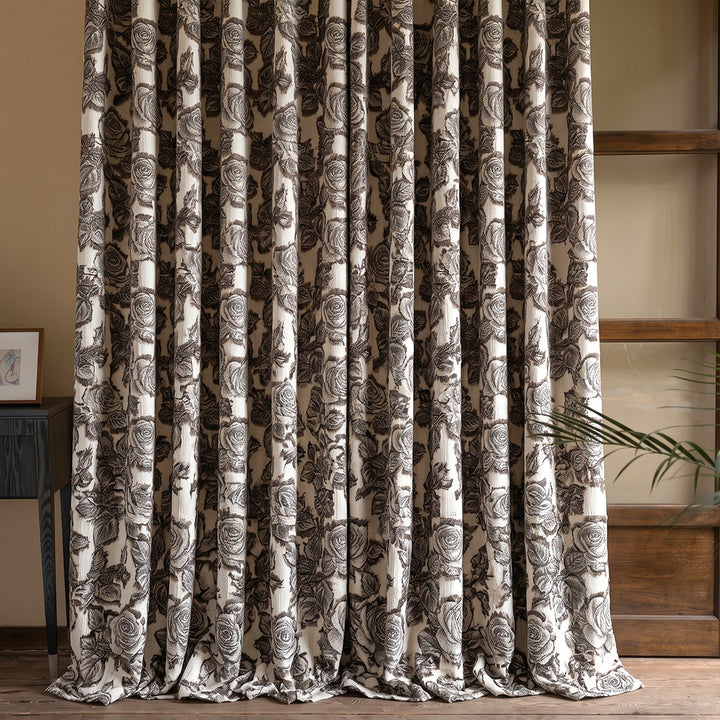 hugmoom custom vintage floral botanical drapes, matte block print textured curtains for uk farmhouse window treatment