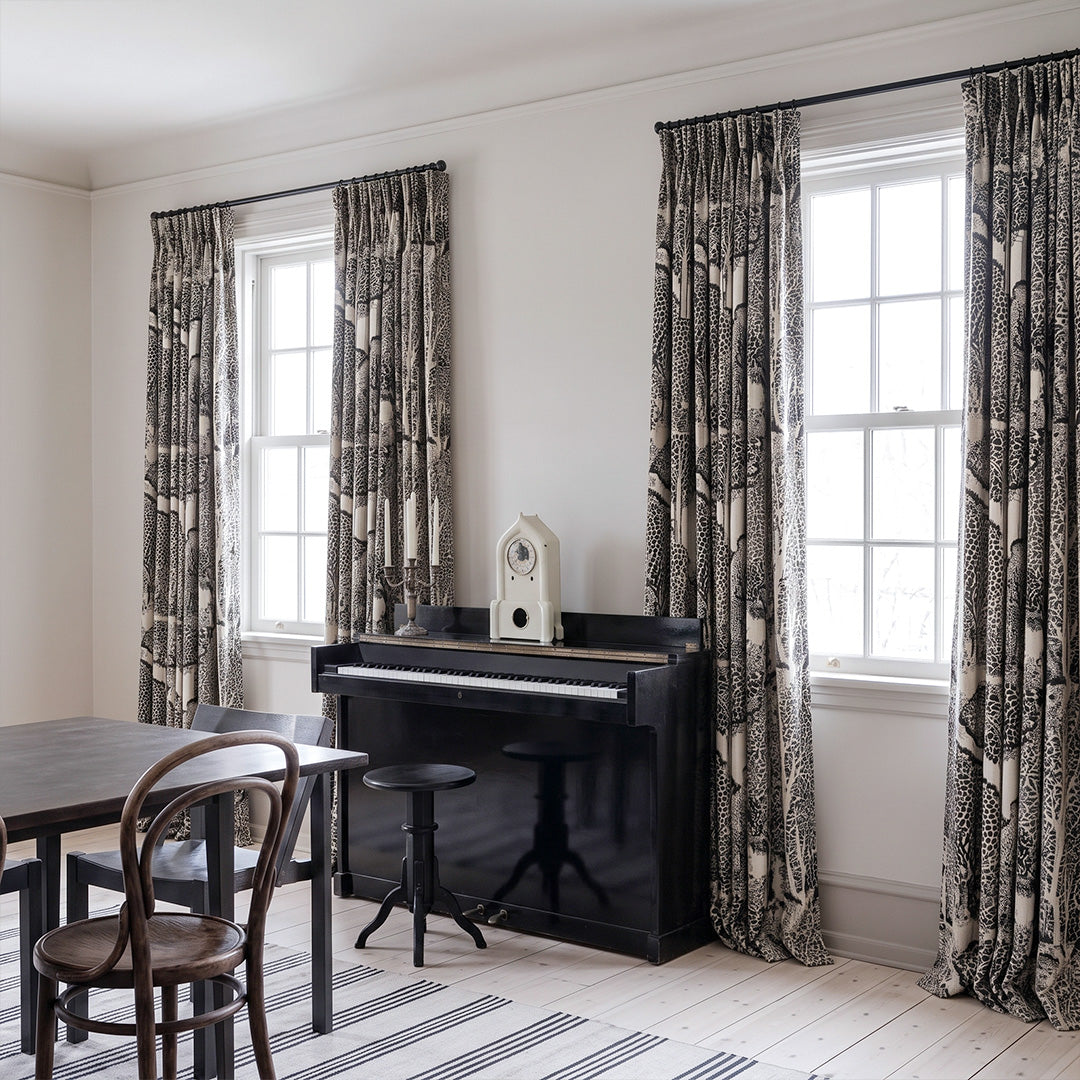 hugmoom vintage floral block print custom curtains, matte textured botanical drapes for usa traditional bedroom home decor