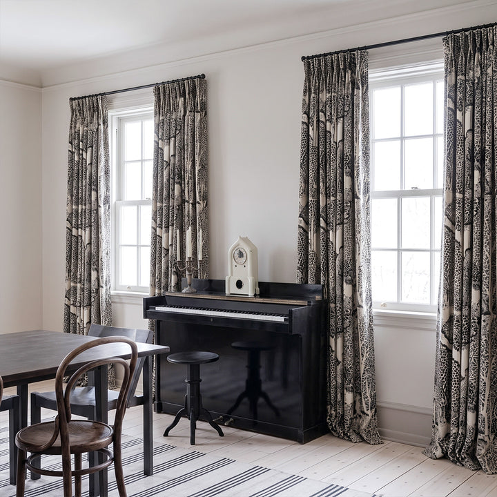 hugmoom vintage floral block print custom curtains, matte textured botanical drapes for usa traditional bedroom home decor