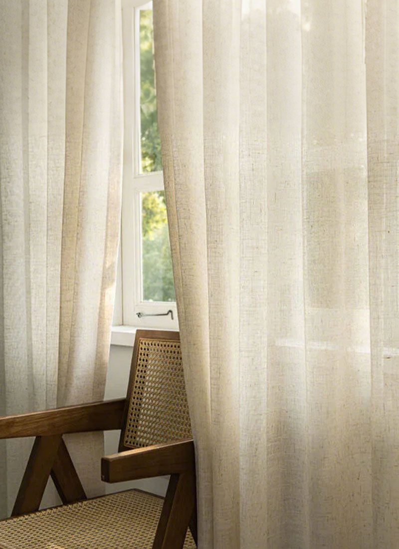 Herb-Lin Ivory Linen Sheer Curtains