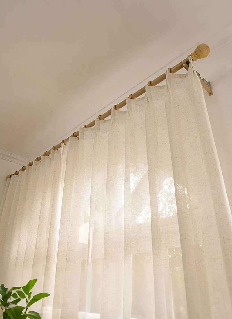 Herb-Lin Ivory Linen Sheer Curtains