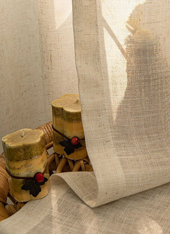 Herb-Lin Ivory Linen Sheer Curtains