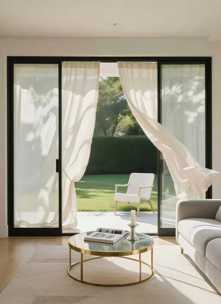 Herb-Lin Ivory Linen Sheer Curtains