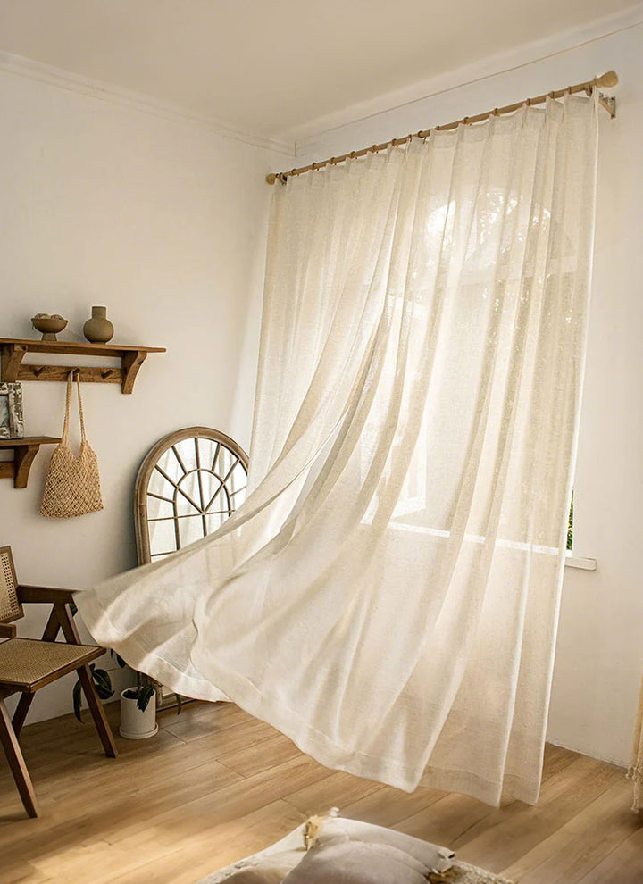 Herb-Lin Ivory Linen Sheer Curtains