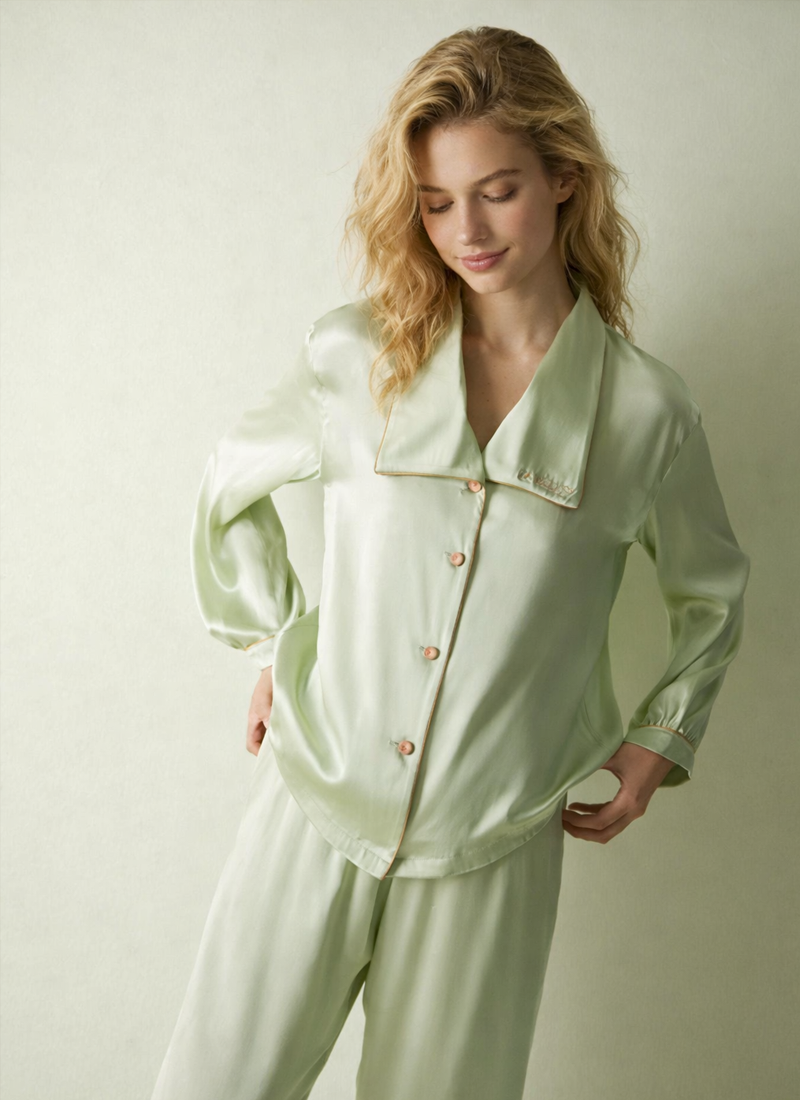 Pure Color Silk Pajamas Set – 100% Mulberry Silk