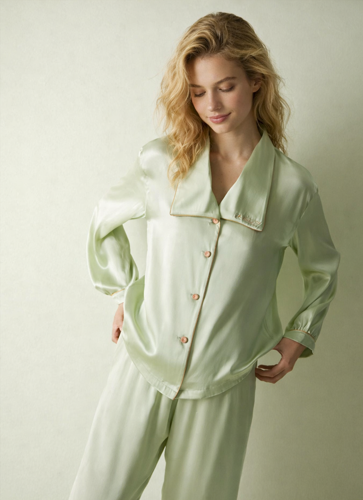 Pure Color Silk Pajamas Set – 100% Mulberry Silk
