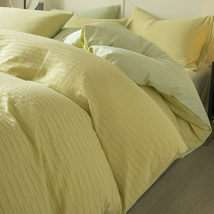 Pure Comfort Healing Cotton Bed Set – Airy Bubble Gauze & Waffle Texture for Luxury Homes & Resorts