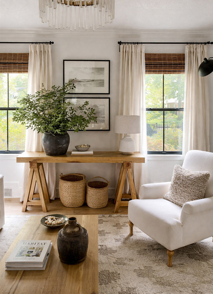 Linen Curtains with Soft Grey & Celadon Tones